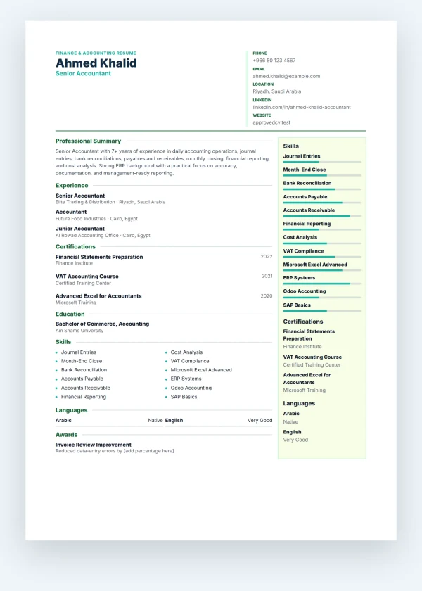Finance Accountant template preview