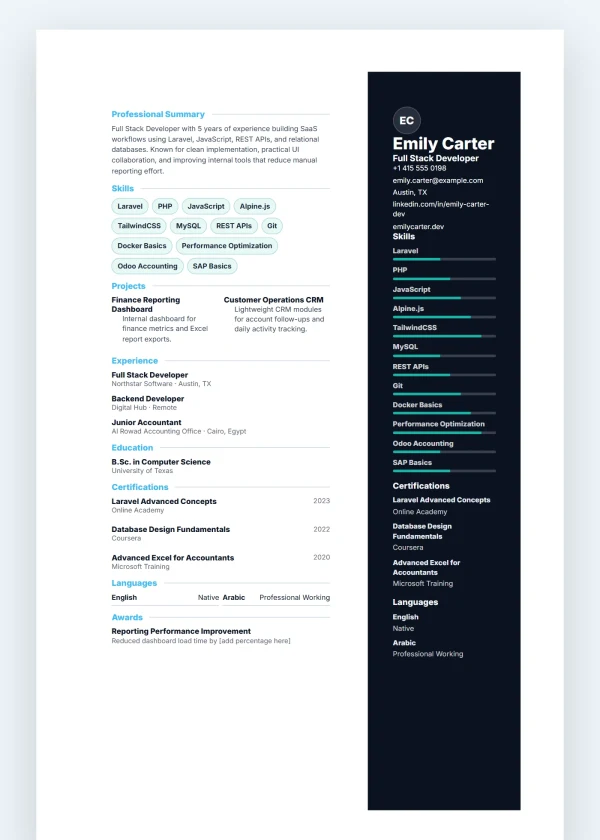 Tech Developer template preview